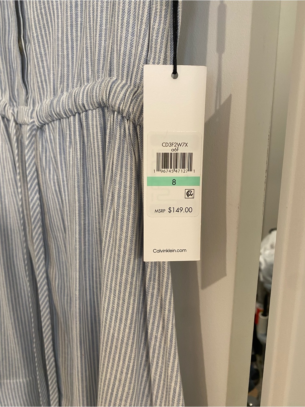 Calvin Klein Light Blue and White Striped Shirt
